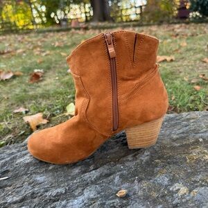Torrid Suede Ankle Boots – Cognac Brown, Size 10